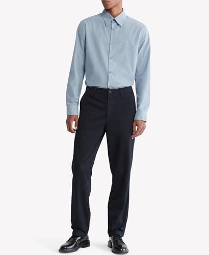 Calvin Klein Mens Stretch Cotton Monogram Logo Button Down Shirt