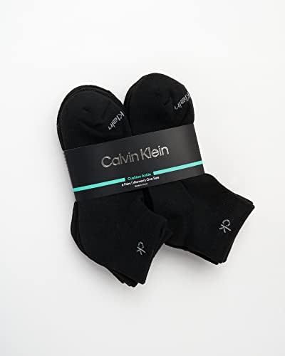 Calvin Klein Quarter Socks for Women   6 Pack Cushioned Ankle Socks   Quarter Cut  Breathable  Lightweight  Athletic Design