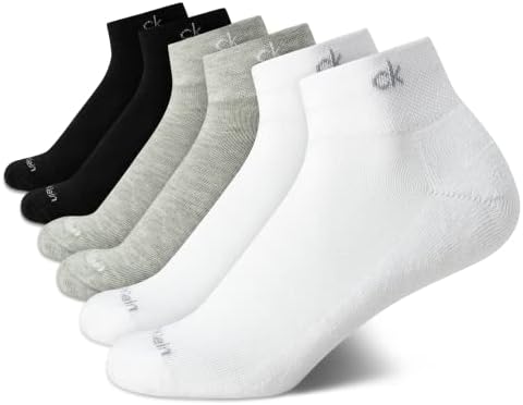 Calvin Klein Quarter Socks for Women   6 Pack Cushioned Ankle Socks   Quarter Cut  Breathable  Lightweight  Athletic Design