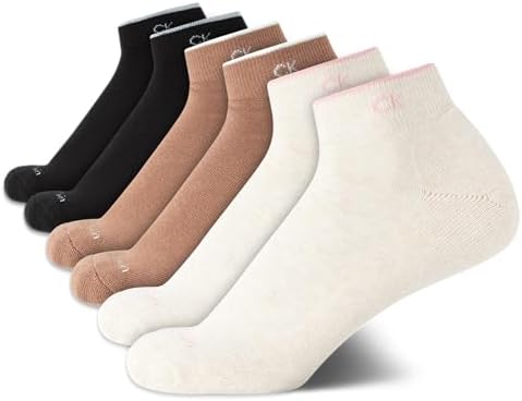 Calvin Klein Quarter Socks for Women   6 Pack Cushioned Ankle Socks   Quarter Cut  Breathable  Lightweight  Athletic Design