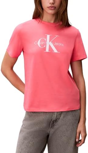 Calvin Klein Womens Monogram Logo Crewneck T Shirt