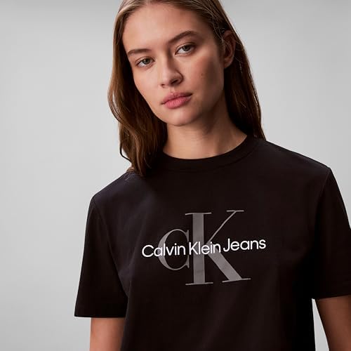 Calvin Klein Womens Monogram Logo Crewneck T Shirt