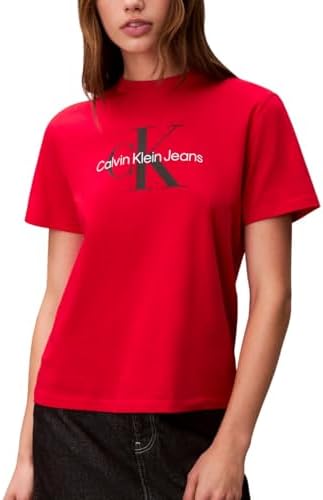 Calvin Klein Womens Monogram Logo Crewneck T Shirt