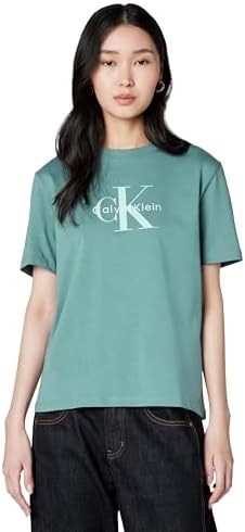 Calvin Klein Womens Monogram Logo Crewneck T Shirt