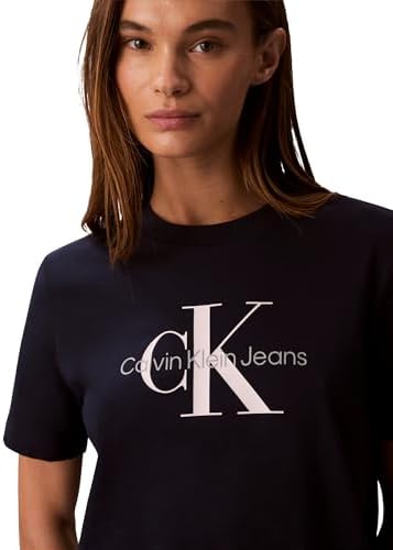 Talla M - Calvin Klein - Camiseta de cuello redondo con logotipo de monograma para mujer