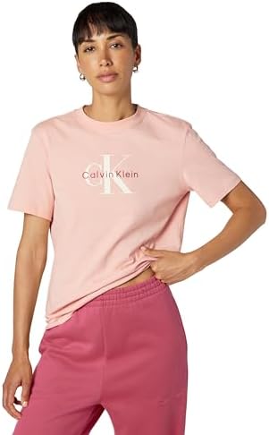 Talla M - Calvin Klein - Camiseta de cuello redondo con logotipo de monograma para mujer