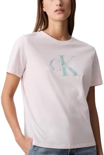 Talla M - Calvin Klein - Camiseta de cuello redondo con logotipo de monograma para mujer