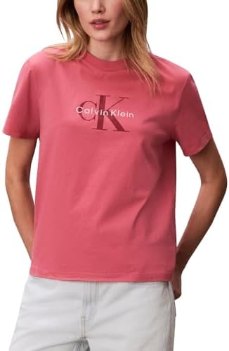 Talla M - Calvin Klein - Camiseta de cuello redondo con logotipo de monograma para mujer