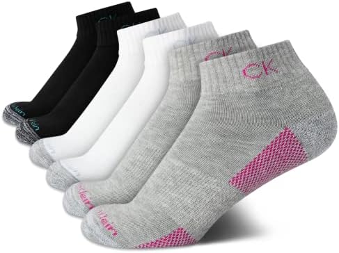 Calvin Klein Womens Quarter Socks   6 Pack Cushioned Athletic Ankle Socks for Women   Womens Sports Socks  Size  4 10