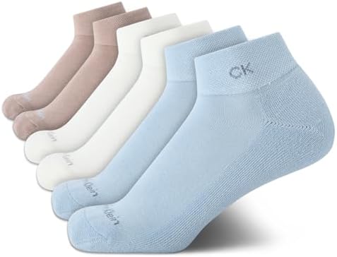 Calvin Klein Womens Quarter Socks   6 Pack Cushioned Athletic Ankle Socks for Women   Womens Sports Socks  Size  4 10