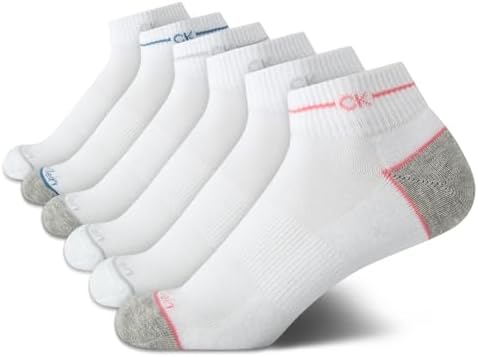 Calvin Klein Womens Quarter Socks   6 Pack Cushioned Athletic Ankle Socks for Women   Womens Sports Socks  Size  4 10