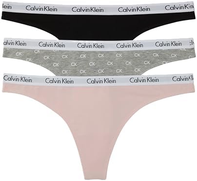 Calvin Klein womens Carousel Logo Cotton Stretch Thong Panties  Multipack