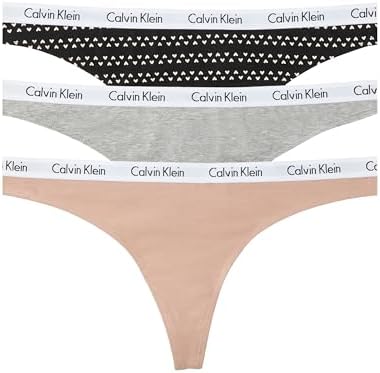 Calvin Klein womens Carousel Logo Cotton Stretch Thong Panties  Multipack