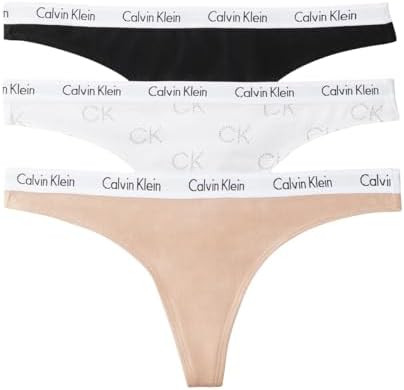Calvin Klein womens Carousel Logo Cotton Stretch Thong Panties  Multipack