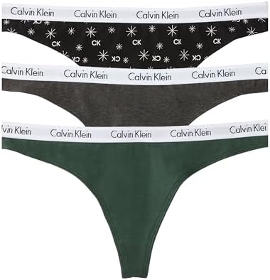 Calvin Klein womens Carousel Logo Cotton Stretch Thong Panties  Multipack