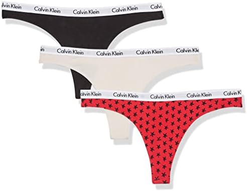Calvin Klein womens Carousel Logo Cotton Stretch Thong Panties  Multipack