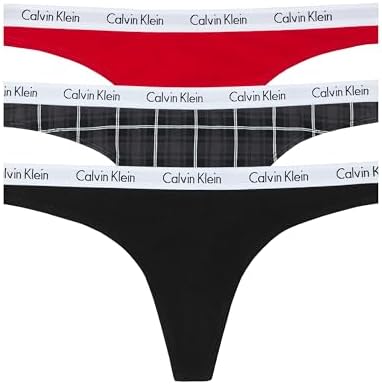 Calvin Klein womens Carousel Logo Cotton Stretch Thong Panties  Multipack