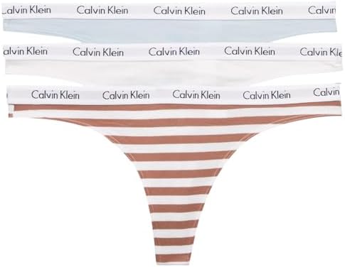 Calvin Klein womens Carousel Logo Cotton Stretch Thong Panties  Multipack