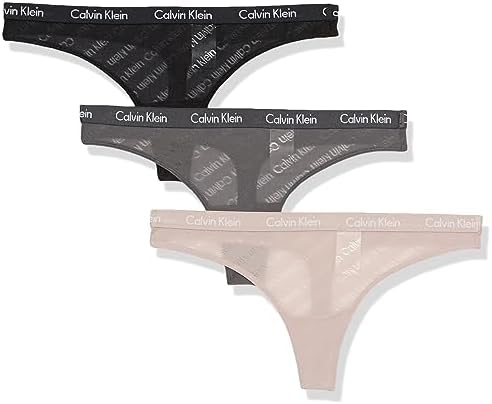 Calvin Klein womens Carousel Logo Cotton Stretch Thong Panties  Multipack