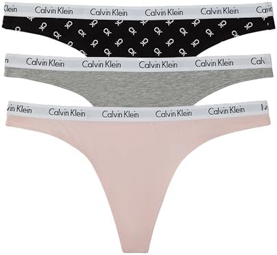 Calvin Klein womens Carousel Logo Cotton Stretch Thong Panties  Multipack