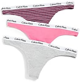 Calvin Klein womens Carousel Logo Cotton Stretch Thong Panties  Multipack