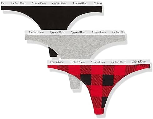 Calvin Klein womens Carousel Logo Cotton Stretch Thong Panties  Multipack