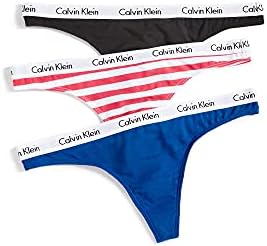 Calvin Klein womens Carousel Logo Cotton Stretch Thong Panties  Multipack