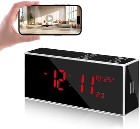 Camera Clock Full HD 1080P Wireless with Night Vision  Hidden Camera with Motion Detection  160  Ultra Wide Angle 2 4/5Ghz
