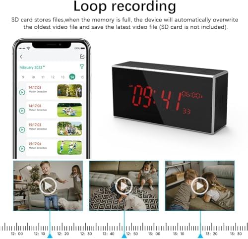 Camera Clock Full HD 1080P Wireless with Night Vision  Hidden Camera with Motion Detection  160  Ultra Wide Angle 2 4/5Ghz
