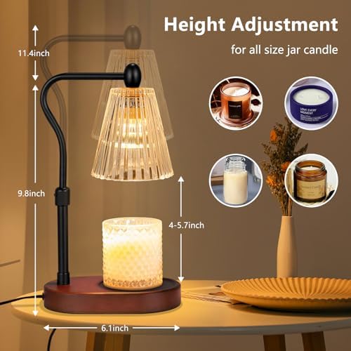 Candle Warmer Lamp with Timer and Dimmer Adjustable Height for Home Room Decor  Brithday Gifts for Women  Candle Warmer for Scented Jar Candles Mothers Day Gifts