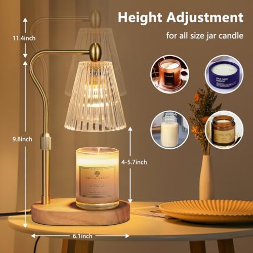 Candle Warmer Lamp with Timer and Dimmer Adjustable Height for Home Room Decor  Brithday Gifts for Women  Candle Warmer for Scented Jar Candles Mothers Day Gifts