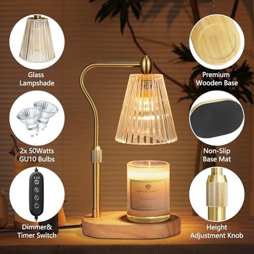 Candle Warmer Lamp with Timer and Dimmer Adjustable Height for Home Room Decor  Brithday Gifts for Women  Candle Warmer for Scented Jar Candles Mothers Day Gifts