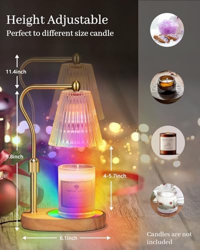 Candle Warmer Lamp with Timer and Dimmer Adjustable Height for Home Room Decor  Brithday Gifts for Women  Candle Warmer for Scented Jar Candles Mothers Day Gifts