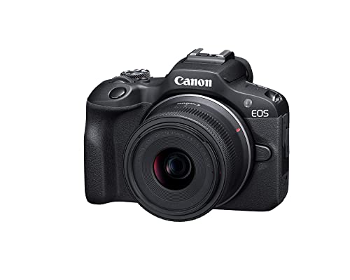 Canon EOS R100 Mirrorless Camera RF S18 45mm F4 5 6 3 is STM Lens Kit  24 1 Megapixel CMOS  APS C  Sensor  4K Video  RF Mount  Black
