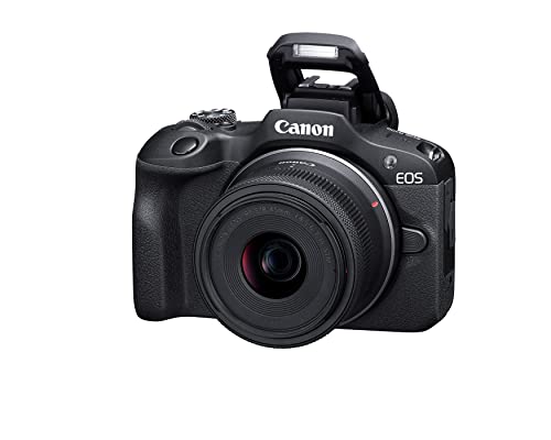 Canon EOS R100 Mirrorless Camera RF S18 45mm F4 5 6 3 is STM Lens Kit 24 1 Megapixel CMOS APS C Sensor 4K Video RF Mount Black