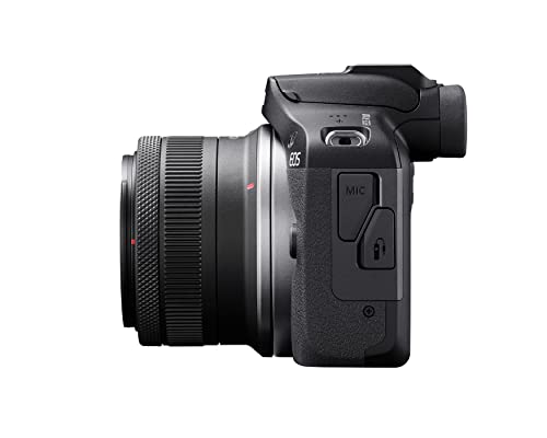 Canon EOS R100 Mirrorless Camera RF S18 45mm F4 5 6 3 is STM Lens Kit 24 1 Megapixel CMOS APS C Sensor 4K Video RF Mount Black