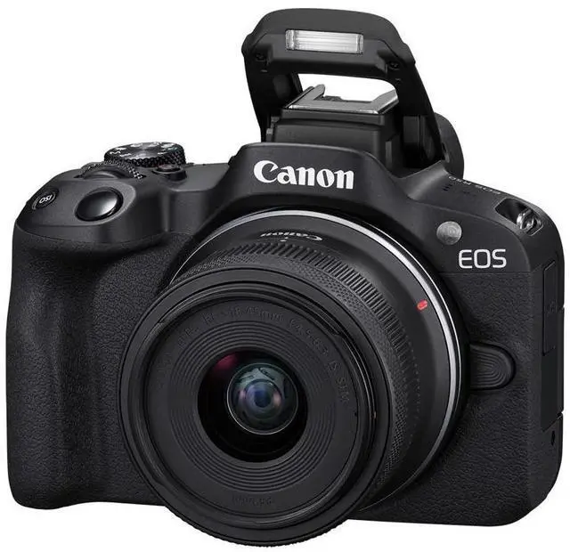 Canon EOS R50 Mirrorless Camera with RF S 18 45mm f/4 5 6 3 IS STM Lens  Black  5811C012 