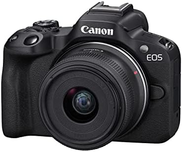 Canon EOS R50 Mirrorless Camera RF S18 45mm F4 5 6 3 is STM Lens Kit  24 2 Megapixel CMOS  APS C  Sensor  4K Video  Vlogging  Content Creation  Photography  Digital Camera  Black