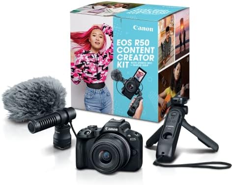 Canon EOS R50 Mirrorless Camera RF S18 45mm F4 5 6 3 is STM Lens Kit  24 2 Megapixel CMOS  APS C  Sensor  4K Video  Vlogging  Content Creation  Photography  Digital Camera  Black
