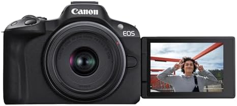 Canon EOS R50 Mirrorless Camera RF S18 45mm F4 5 6 3 is STM Lens Kit  24 2 Megapixel CMOS  APS C  Sensor  4K Video  Vlogging  Content Creation  Photography  Digital Camera  Black