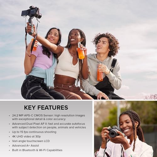 Canon EOS R50 Mirrorless Camera RF S18 45mm F4 5 6 3 is STM Lens Kit  24 2 Megapixel CMOS  APS C  Sensor  4K Video  Vlogging  Content Creation  Photography  Digital Camera  Black