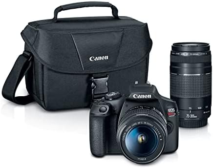 Canon EOS Rebel T7 DSLR Camera Double Zoom Lens Kit with EF S 18 55mm and EF 75 300mm Lenses  24 1 Megapixel CMOS  APS C  Sensor  Full HD Videos  Wi Fi  Beginner Photographers  Digital Camera  Black