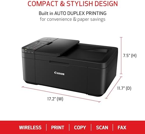 Canon PIXMA TR4720 All in One Wireless Printer  Home Use with Auto Document Feeder  Mobile Printing and Built in Fax  Black