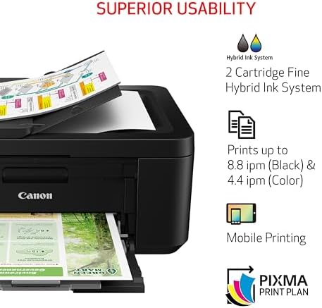 Canon PIXMA TR4720 All in One Wireless Printer  Home Use with Auto Document Feeder  Mobile Printing and Built in Fax  Black