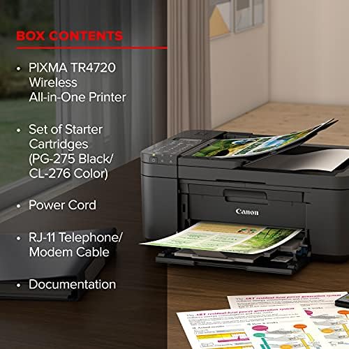 Canon PIXMA TR4720 All in One Wireless Printer  Home Use with Auto Document Feeder  Mobile Printing and Built in Fax  Black
