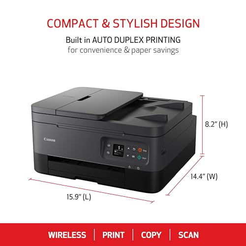 Canon PIXMA TR7020a All in One Wireless Color Inkjet Printer  with Duplex Printing  Mobile Printing  and Auto Document Feeder  Black  Works with Alexa