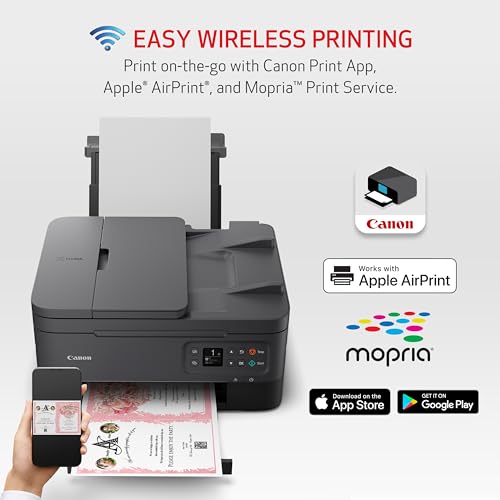 Canon PIXMA TR7020a All in One Wireless Color Inkjet Printer  with Duplex Printing  Mobile Printing  and Auto Document Feeder  Black  Works with Alexa