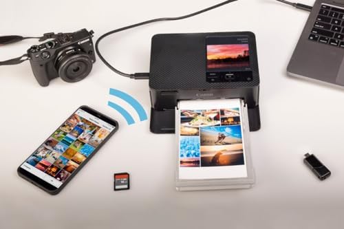 Canon Selphy CP1500 Wireless Compact Photo Printer  Black  Bundle with KP 108IN Color Ink Paper Set  108 Sheets of 4x6 Paper   3 Ink Cartridges    6 Slot Memory Card Holder   More