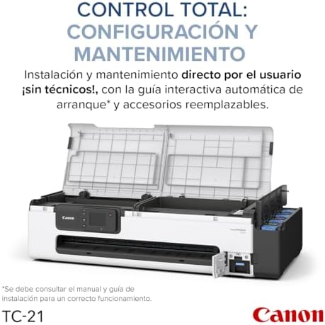 Canon imagePROGRAF TC-21 24" - Impresora de gran formato, Impresora para pósteres y plotters, Alimentador automático de papel en rollo y hoja cortada, Incluye 280 ml de tinta, Blanco