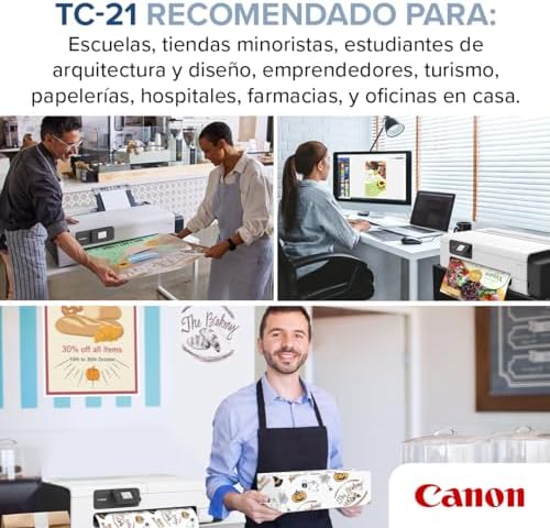 Canon imagePROGRAF TC-21 24" - Impresora de gran formato, Impresora para pósteres y plotters, Alimentador automático de papel en rollo y hoja cortada, Incluye 280 ml de tinta, Blanco